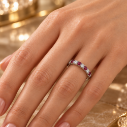 Pre Owned Platinum Ruby and Diamond Eternity Ring ZC128